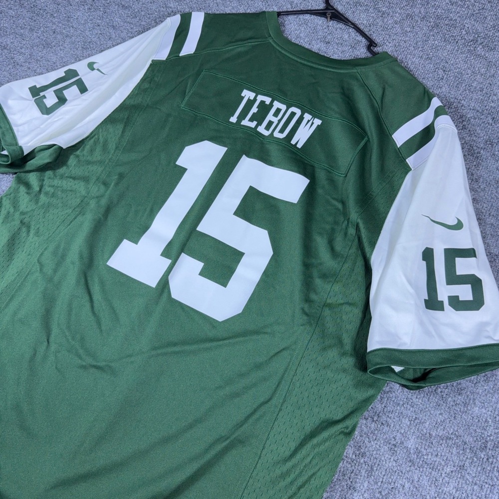 Nike NFL New‎ York Jets Tim Tebow 15 Jersey Mens XXL Green White NWT - Picture 4 of 8